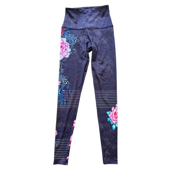 Onzie Pants - Onzie Floral Print Leggings Gray XS